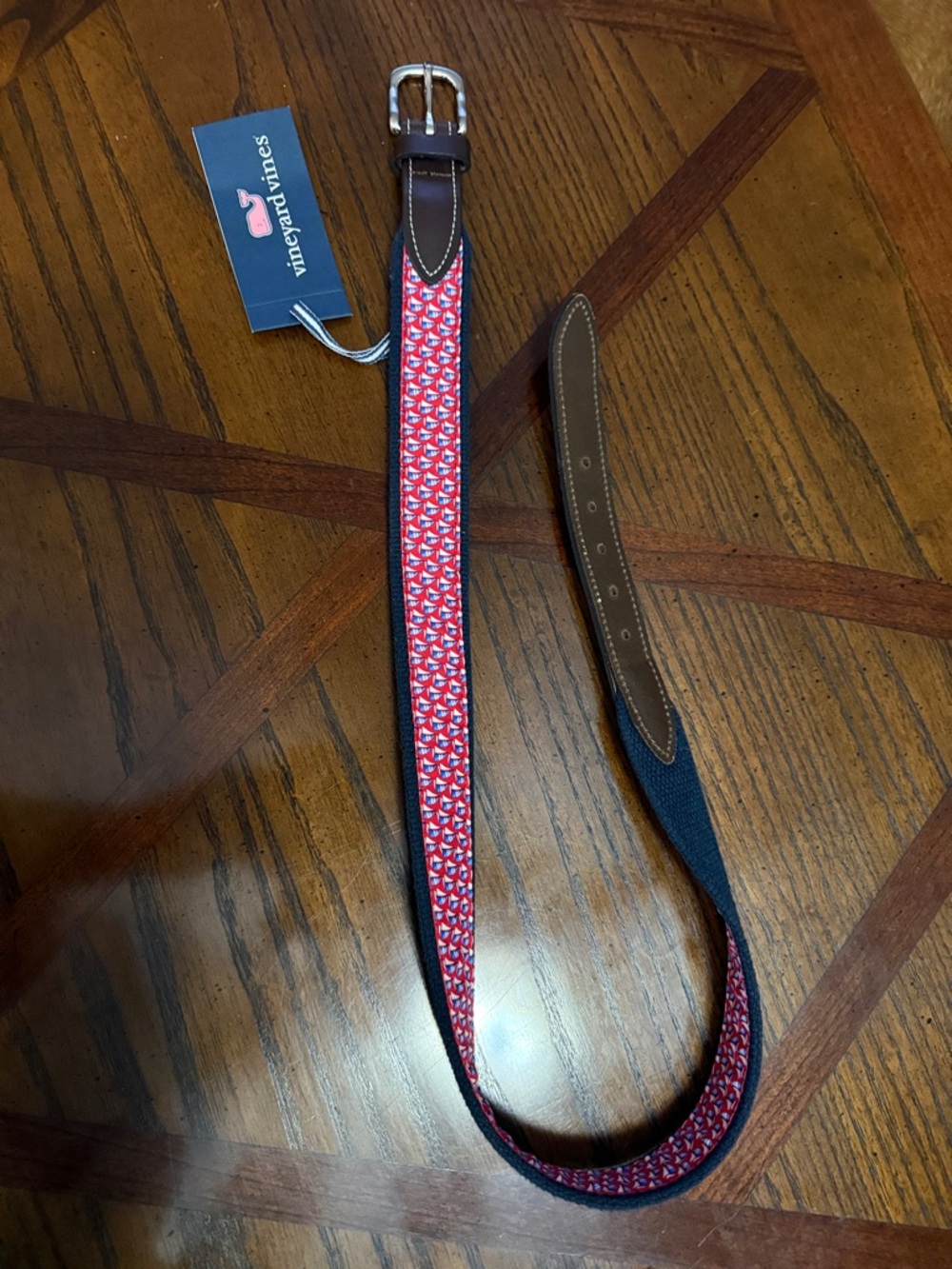 NWT Vineyard Vines nautical flag print canvas club belt